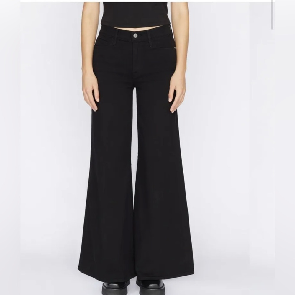 Frame Denim Black Wide-Leg Pants